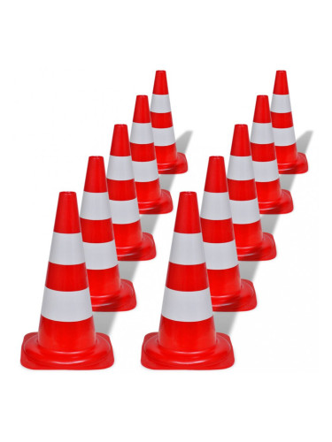 Червено-бели светлоотразителни конуси за улично движение, 50 см