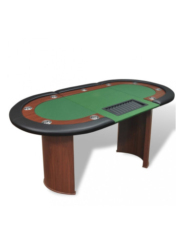 Sonata Покер маса за 10 играчи с дилър зона и табла за чипове, зелена