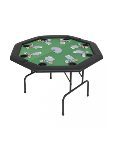Sonata Сгъваема покер маса за 8 играчи, осмоъгълна, зелена