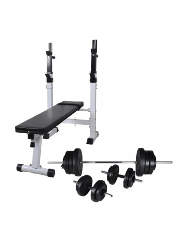 Sonata Комплект лежанка със стойка за лост, щанга и дъмбели, 60,5 кг