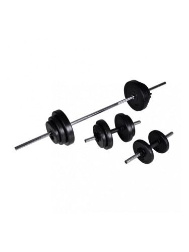 Комплект лост за щанга, 2 дъмбела и дискове, 30,5 кг.