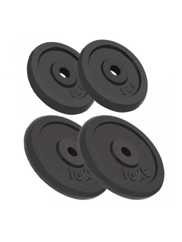 Sonata Дискове за тежести, 4 бр, 2х10 кг+2х5кг, чугун