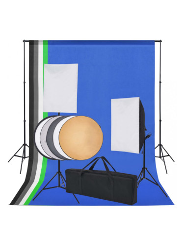 Sonata Комплект за фото студио с фонове в 5 цвята и 2 софтбокса