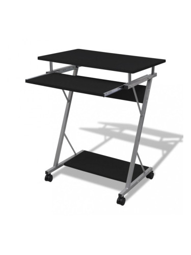 Бюро за компютър с изтеглящ плот за клавиатура, черно