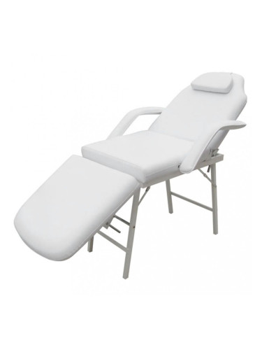 Стол за процедури с регулируема облегалка и поставка за крака, бял
