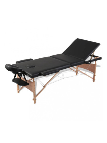 Масажна кушетка с 3 зони, цвят: черен