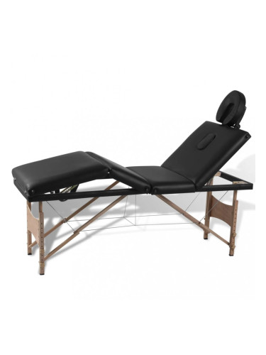 Дървена масажна кушетка с 4 зони, цвят: черен
