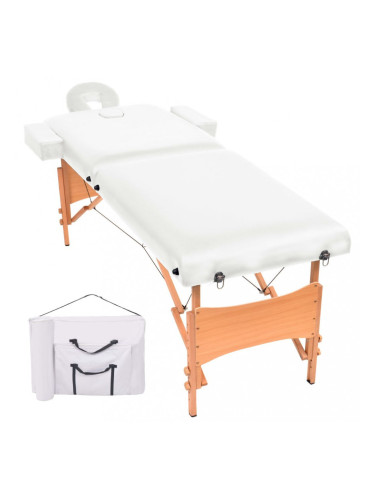 Sonata Сгъваема масажна кушетка с 2 зони, 10 см плътен пълнеж, бяла