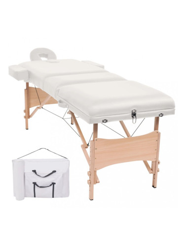Sonata Сгъваема масажна кушетка с 3 зони, 10 см плътен пълнеж, бяла