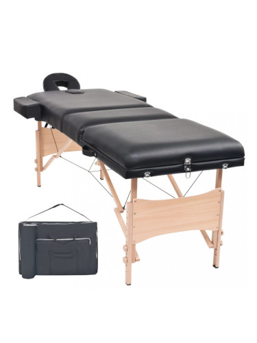 Sonata Сгъваема масажна кушетка с 3 зони, 10 см плътен пълнеж, черна