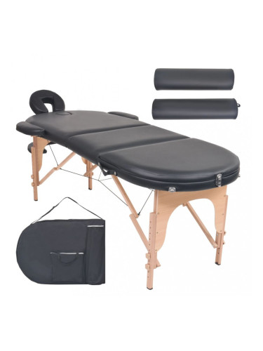 Sonata Сгъваема масажна маса, 10 см пълнеж, 2 овални болстера, черна