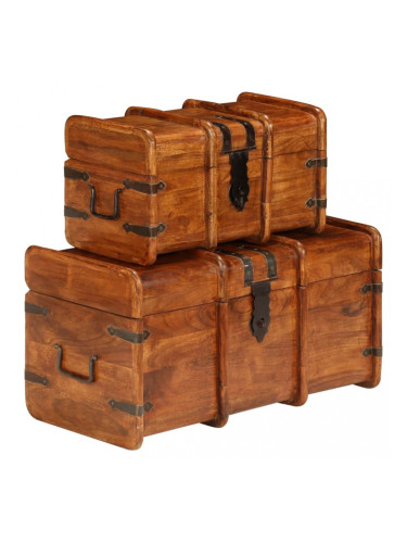 Sonata Комплект сандъци, 2 бр, акациево дърво масив, финиш шишам