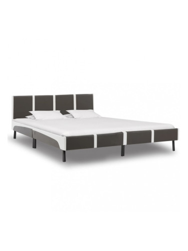 Sonata Рамка за легло, сиво и бяло, изкуствена кожа, 180x200 cм