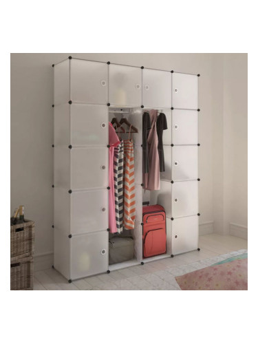 Sonata Модулен гардероб с 14 отделения, бял, 37 x 146 x 180,5 см