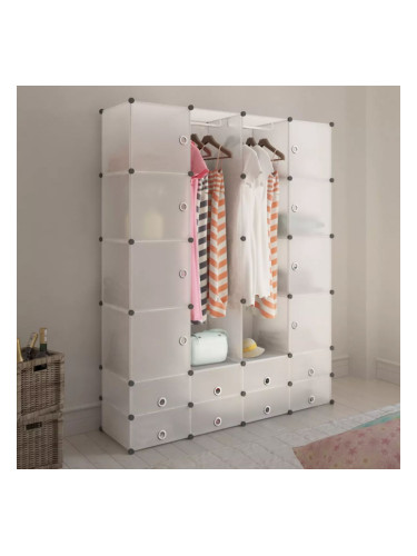 Sonata Модулен гардероб с 18 отделения, бял, 37 x 146 x 180,5 см