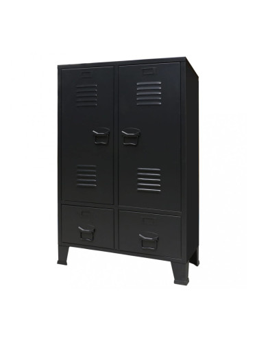 Sonata Гардероб метален, индустриален стил, 67x35x107 см, черен