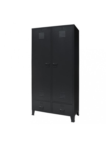 Sonata Гардероб метален, индустриален стил, 90x40x180 см, черен