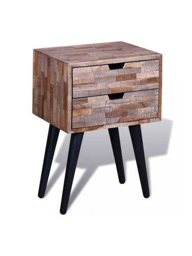 Sonata Нощно шкафче с 2 чекмеджета, регенерирано тиково дърво