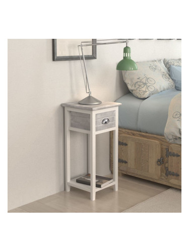 Sonata Нощно шкафче с 1 чекмедже, сиво и бяло