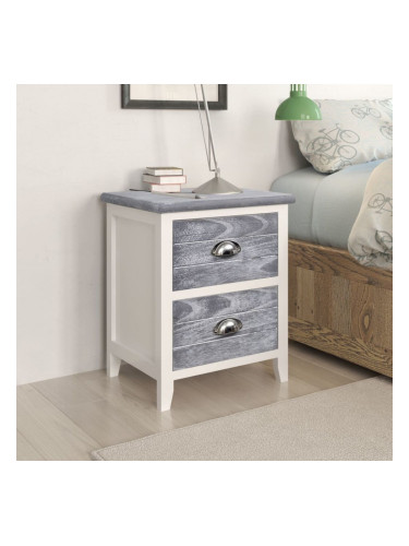 Sonata Нощно шкафче с 2 чекмеджета, 2 бр, сиво и бяло