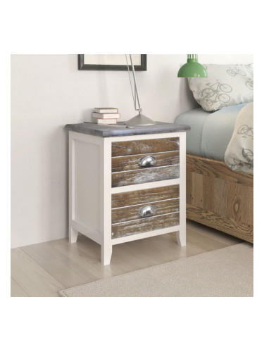 Sonata Нощно шкафче с 2 чекмеджета, 2 бр, кафяво и бяло