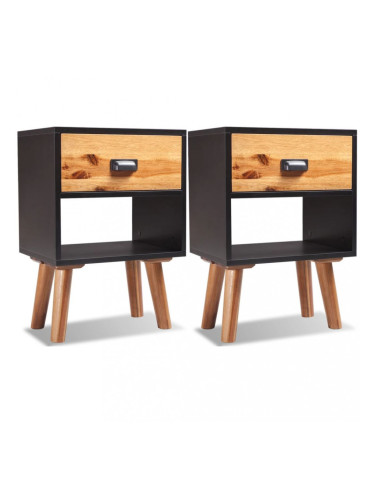 Sonata Нощни шкафчета, 2 броя, твърдо акациево дърво, 40x30x58 см