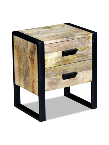 Sonata Странична маса с 2 чекмеджета, твърдо манго дърво 43x33x51 см