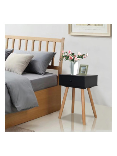 Sonata Нощни масички, 2 бр, иглолистен масив, 40x30x61 см, черни