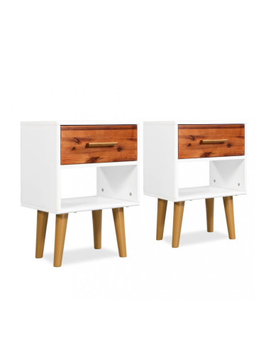 Sonata Нощни шкафчета, 2 бр, акациево дърво масив, 40x30x45 см