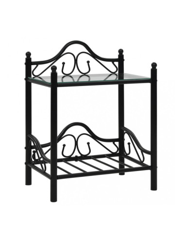 Sonata Нощна масичка, стомана и закалено стъкло, 45x30,5x60 см, черна