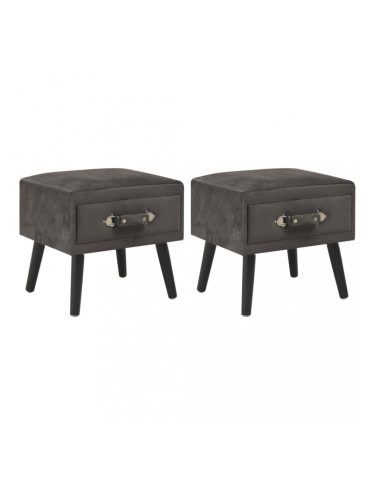 Sonata Нощни шкафчета, 2 бр, сиви, 40x35x40 см, кадифе