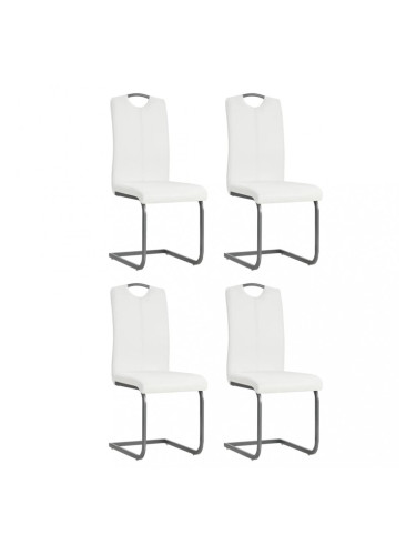 Sonata Трапезни столове, 4 бр, изкуствена кожа, 43x55x100 см, бели