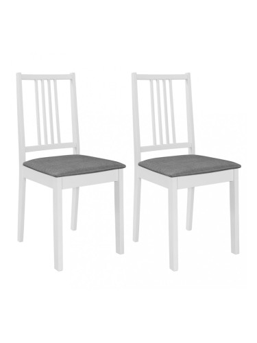 Sonata Трапезни столове с тапицерия, 2 бр, бели, масивна дървесина