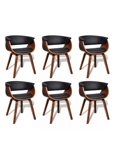 Трапезни столове, 6 бр, дървена рамка, изкуствена кожа
