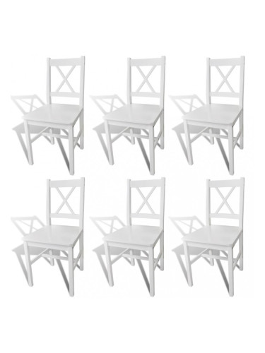 Sonata Трапезни столове, 6 бр, дърво, бели