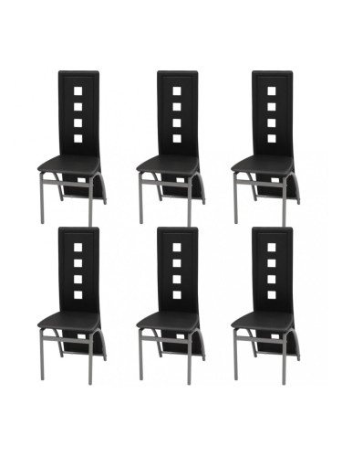 Sonata Трапезни столове, 6 бр, изкуствена кожа, черни