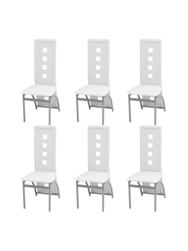 Sonata Трапезни столове, 6 броя, изкуствена кожа, бяла