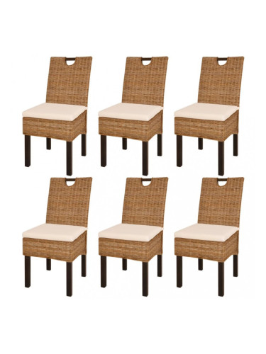 Sonata Трапезни столове, 6 броя, кубу ратан, мангова дървесина