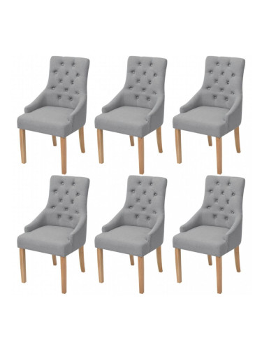 Sonata Трапезни столове, 6 бр, светло сив плат, дъб