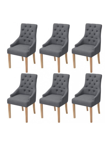 Sonata Трапезни столове, 6 броя, тъкан, тъмно сиво, дъб