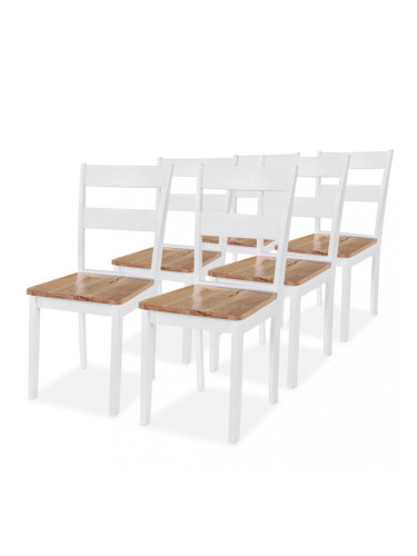 Sonata Трапезни столове, 6 бр, каучукова дървесина, бели