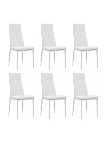 Sonata Трапезни столове, 6 бр, изкуствена кожа, 43x43,5x96 см, бели