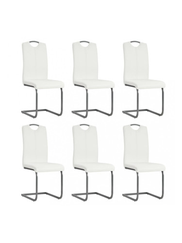 Sonata Трапезни столове, 6 бр, изкуствена кожа, 43x55x100 см, бели