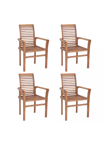 Sonata Стифиращи трапезни столове, 4 бр, тиково дърво масив