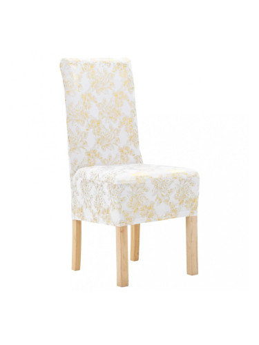 Sonata 6 бр калъфа за столове, еластични, бели със златен принт