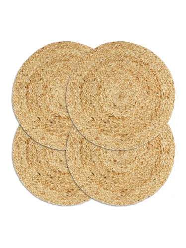 Sonata Подложки за хранене, 4 бр, естествен цвят, 38 см, кръгли, юта
