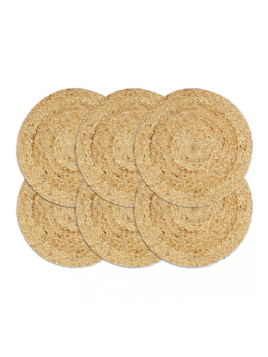 Sonata Подложки за хранене, 6 бр, естествен цвят, 38 см, кръгли, юта
