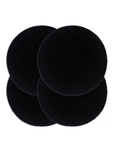 Sonata Подложки за хранене, 4 бр, черни, 38 см, кръгли, памук