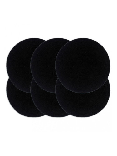 Sonata Подложки за хранене, 6 бр, черни, 38 см, кръгли, памук