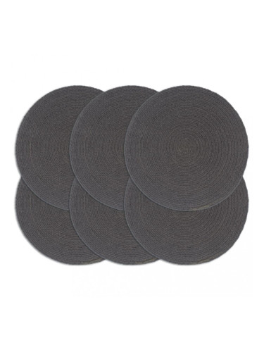 Sonata Подложки за хранене, 6 бр, тъмносиви, 38 см, кръгли, памук
